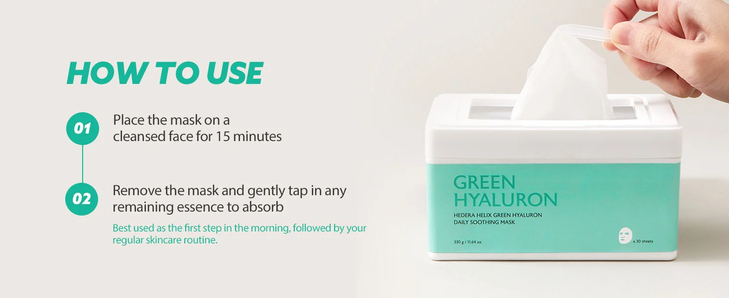 milktouch Hedera Helix Green Hyaluron Daily Soothing Mask 11.61 oz.(330g) 30sheets detail 3