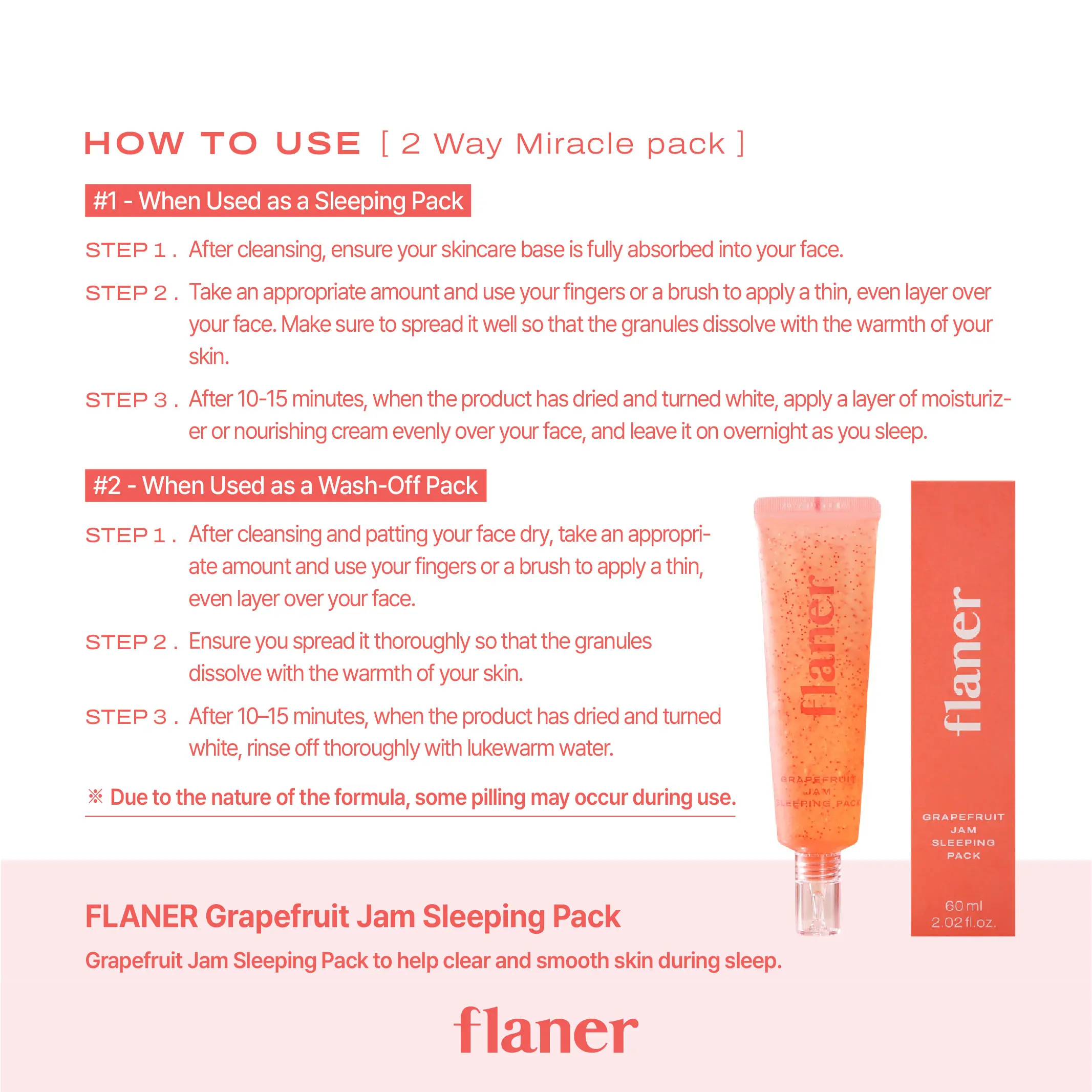 flaner Grapefruit Jam Sleeping Pack 2.02 fl. oz.(60ml) detail 6