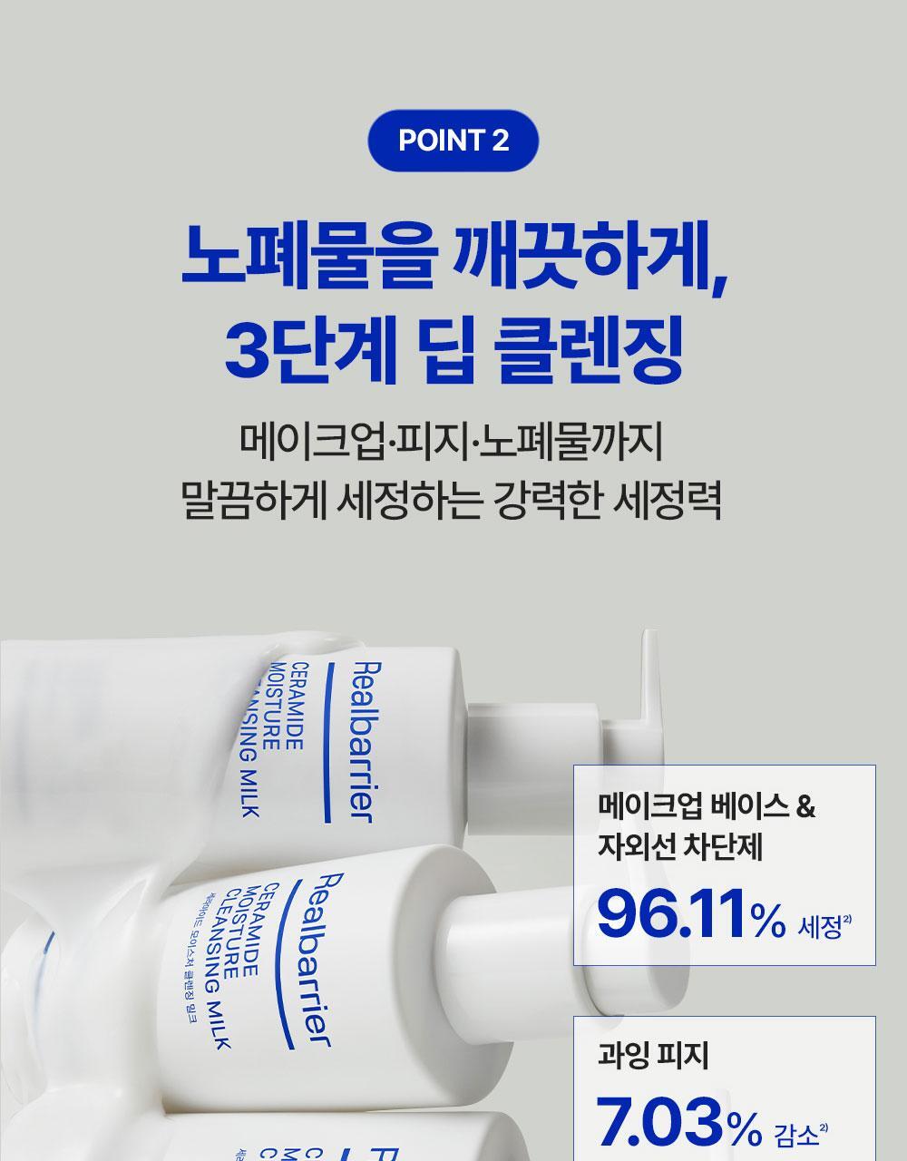POINT 2 노폐물을 깨끗하게, 3단계 딥 클렌징 메이크업·피지·노폐물까지 말끔하게 세정하는 강력한 세정력