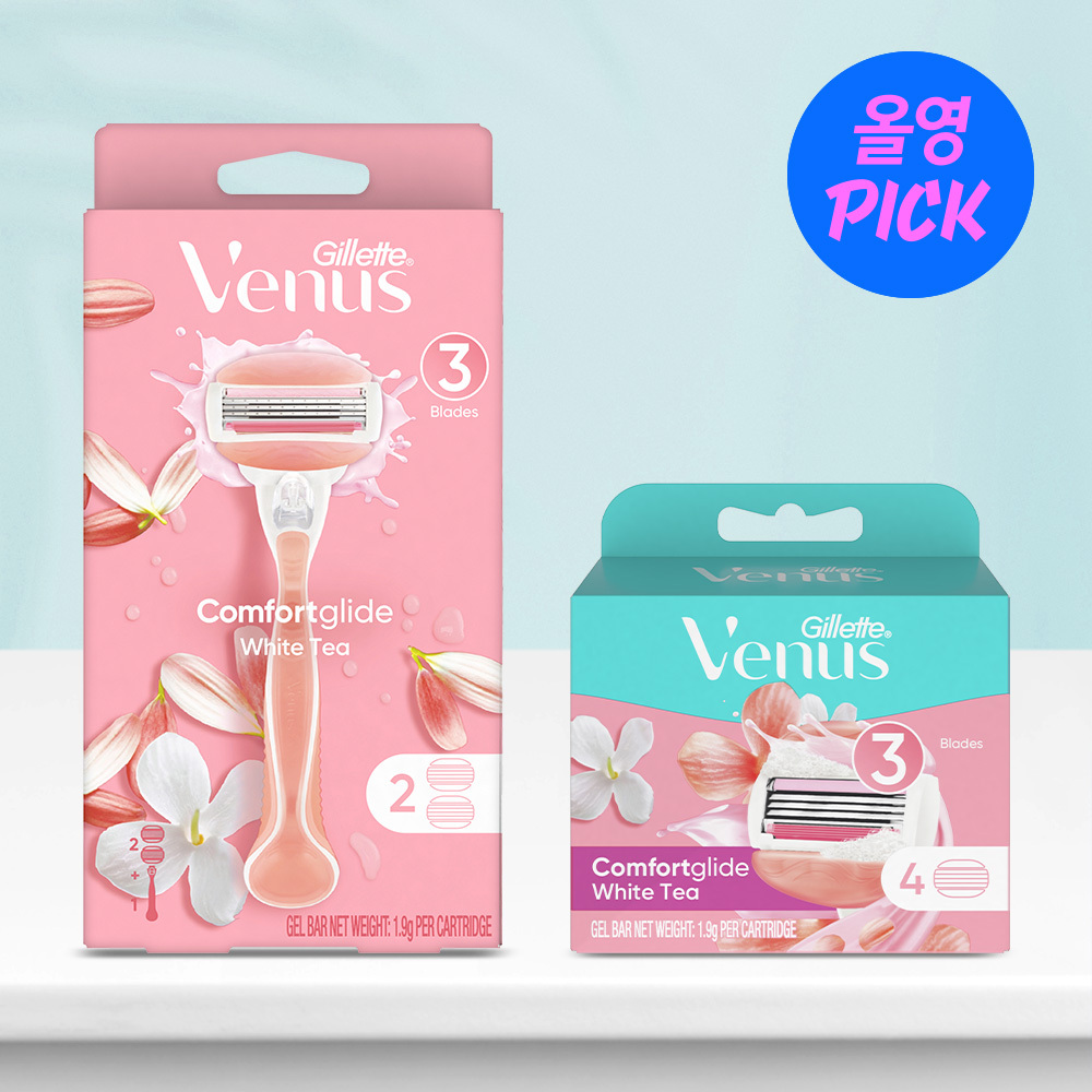 비너스 컴포트 글라이드 화이트티 면도기 본품기획/리필 2종 택1