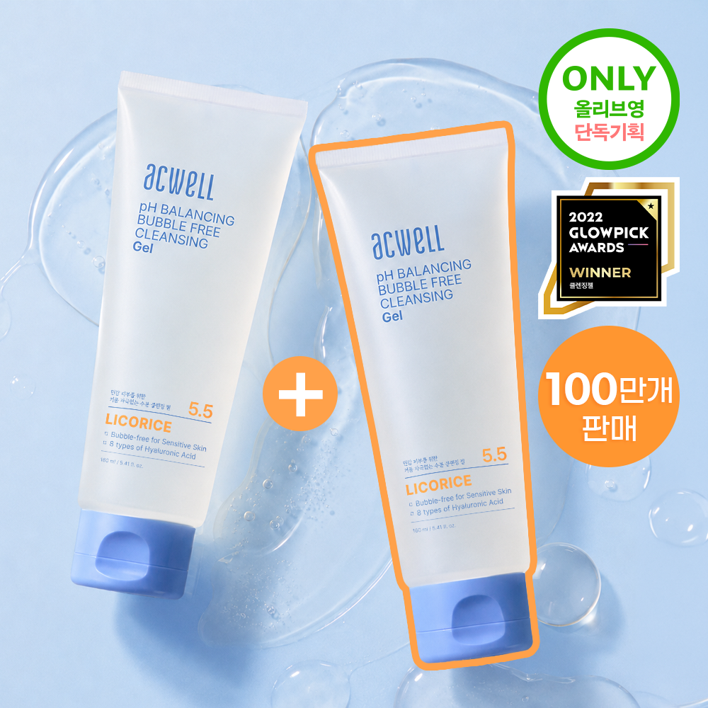 Acwell Licorice pH Balancing Pore Cleansing Gel Foam Double Set (160mL+160mL)