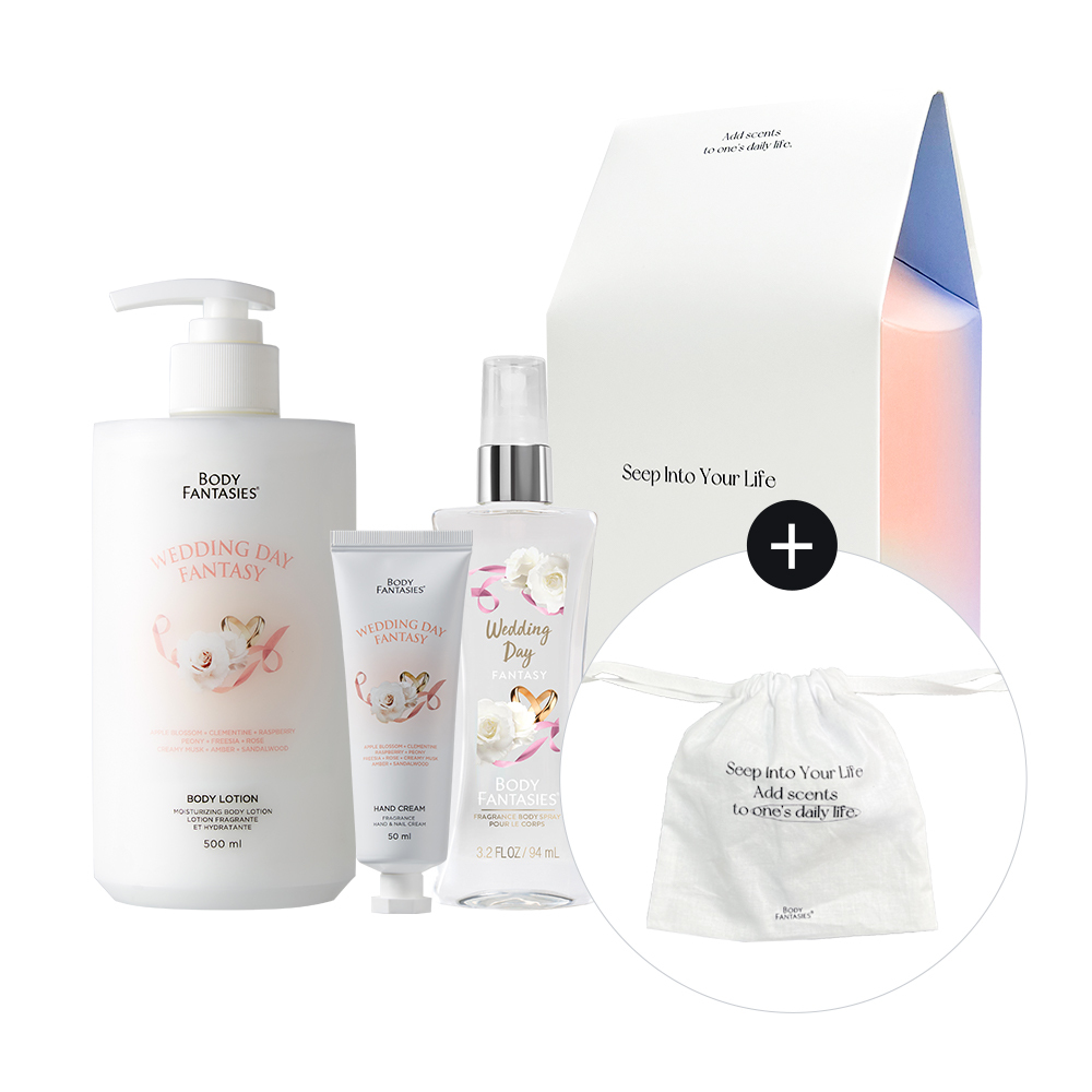 Body Fantasy Gift Set (Lotion 500ml + Hand Cream 50ml + Mist 94ml + Pouch) Choose 1 out of 2 types