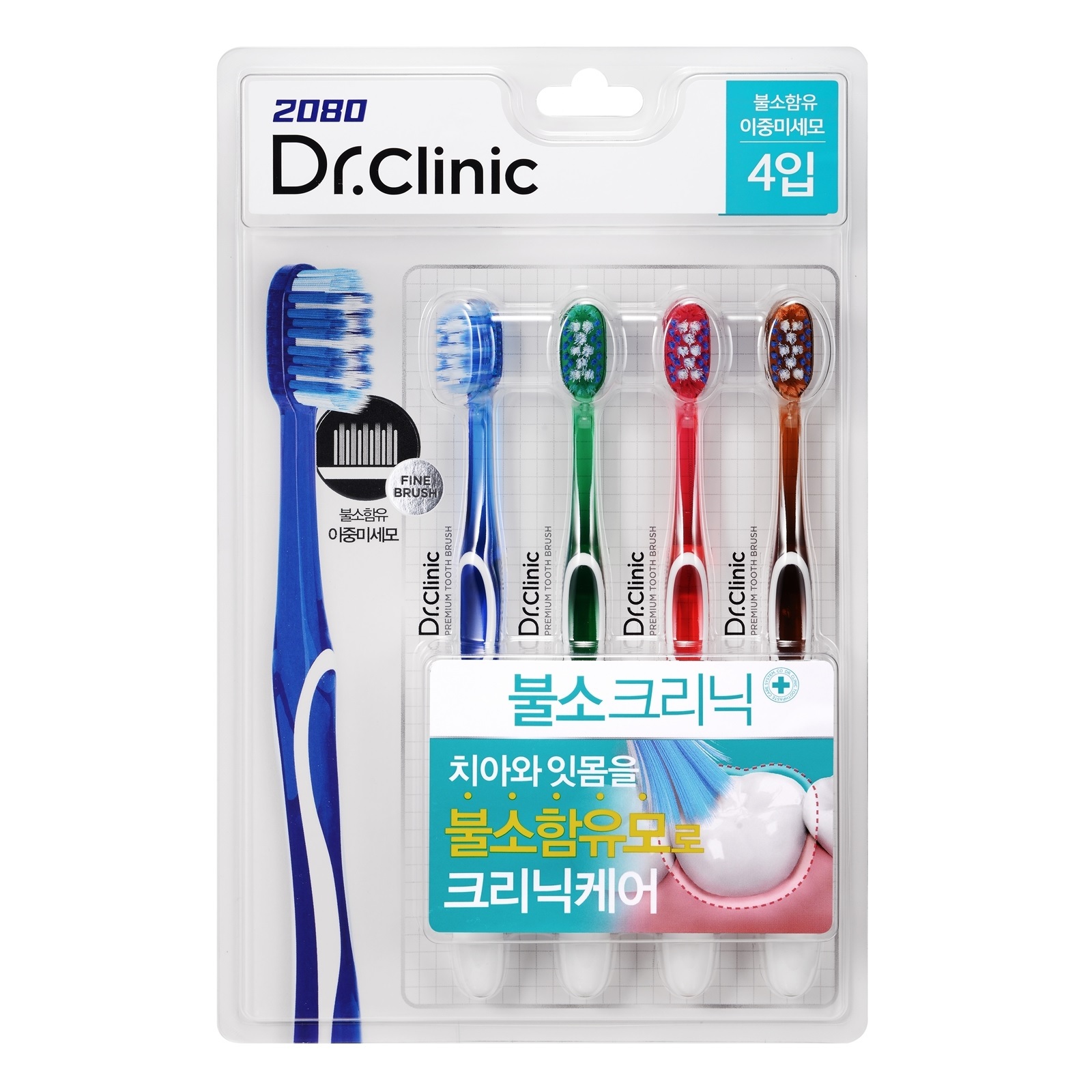 2080 닥터크리닉 불소 칫솔 4입