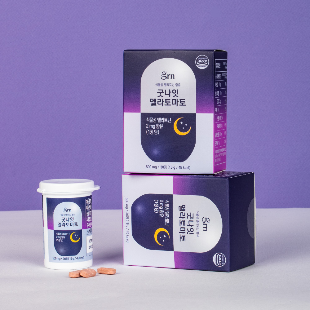 grn+ 식물성 멜라토닌 함유 굿나잇 멜라토마토 30정 (30일분)