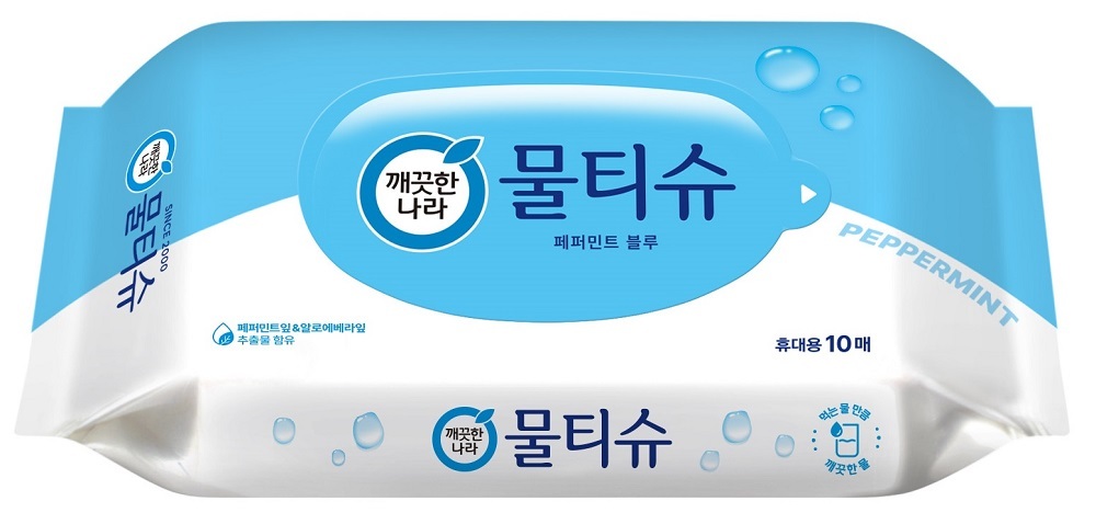 깨끗한나라 페퍼민트 엠보싱 물티슈 캡형 70매