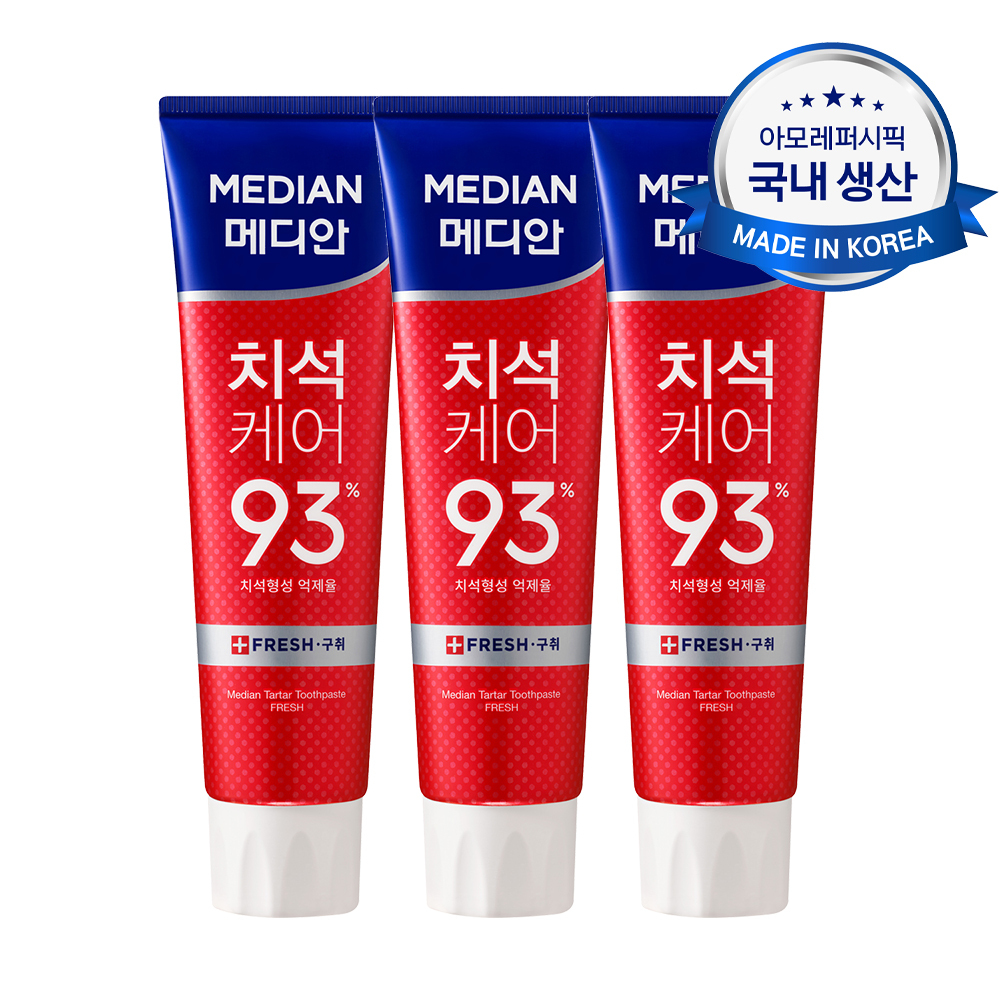[불소 포함/3입]메디안 치석케어 구취 치약 120G*3입