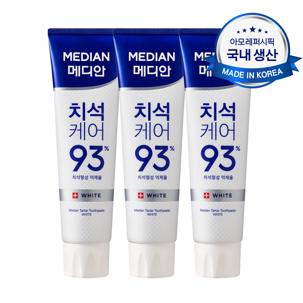 [불소 포함/3입]메디안 치석케어 화이트 치약 120G*3입