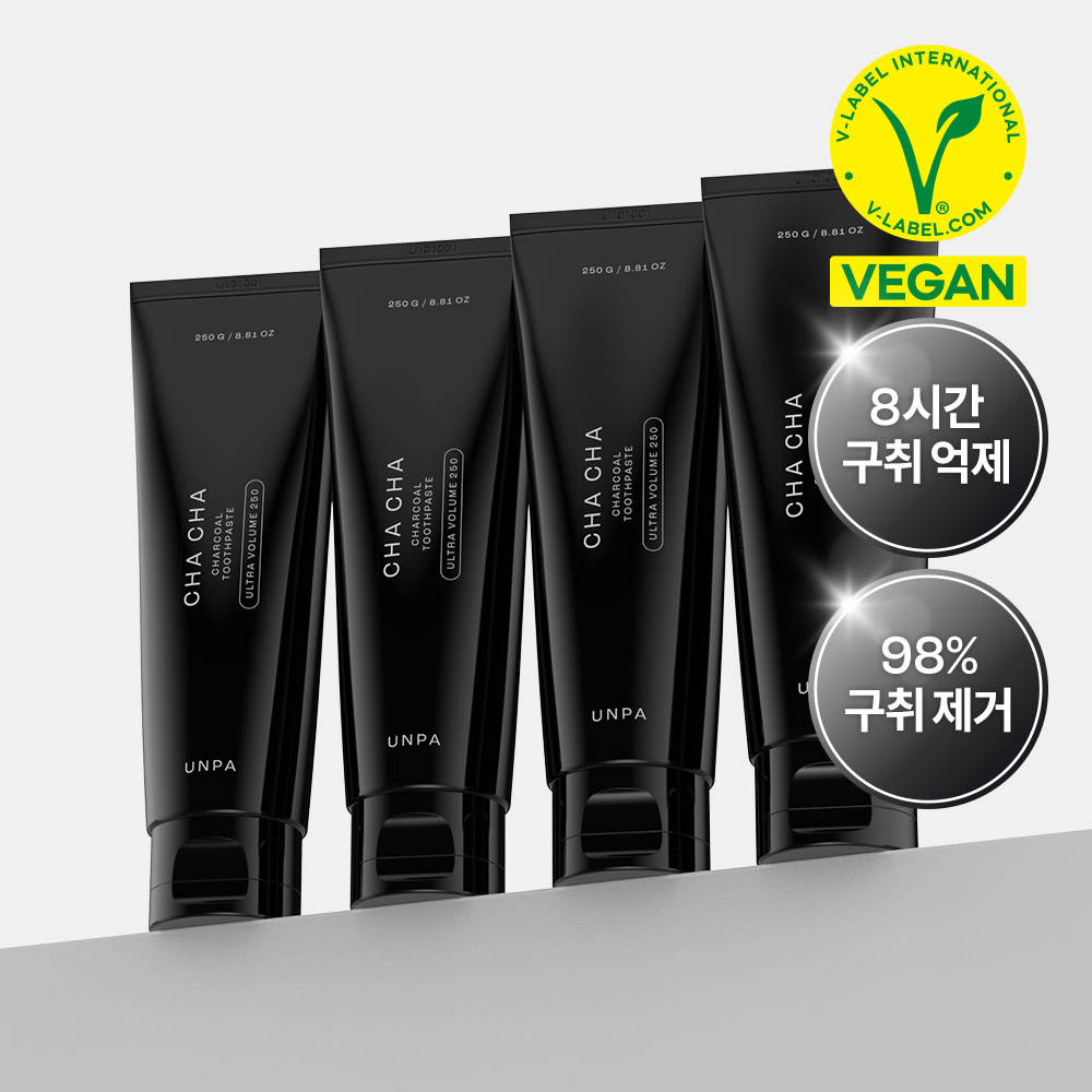 [대용량 / 불소 포함] 언파 차차 차콜치약 250g 4개입 기획세트