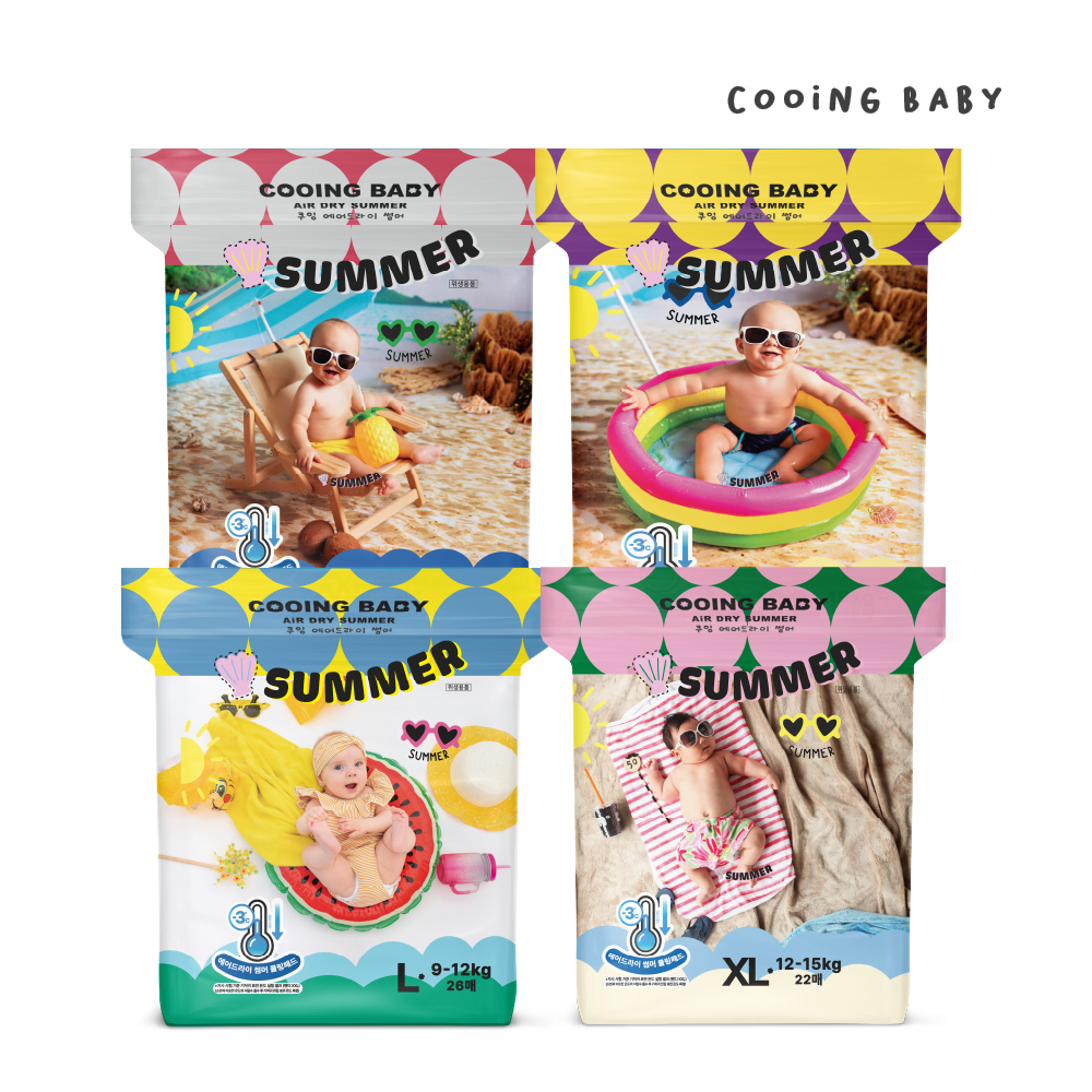 쿠잉 Summer 에어드라이 팬티형 기저귀 4팩 (1box) 4종 택 1