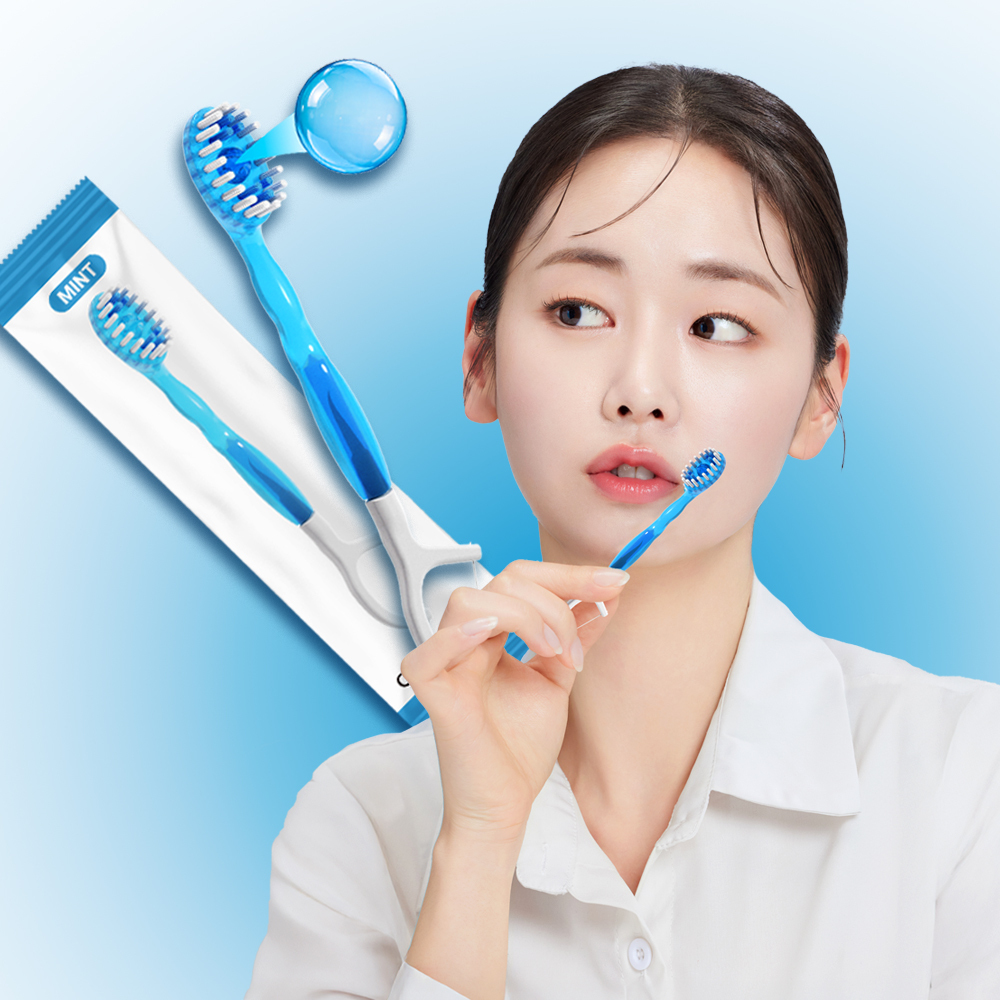 [올인원 만능 여행템] HR 메디컬 퀵클린 Waterless 일회용 미니칫솔 민트향 10개입