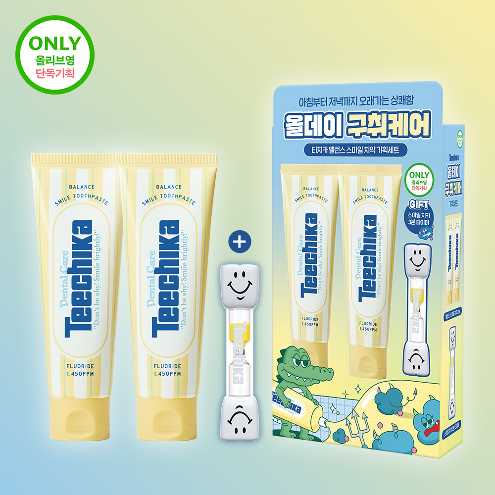 [고불소] 티치카 밸런스 스마일 치약 단독기획 (치약 2EA+양치 타이머)