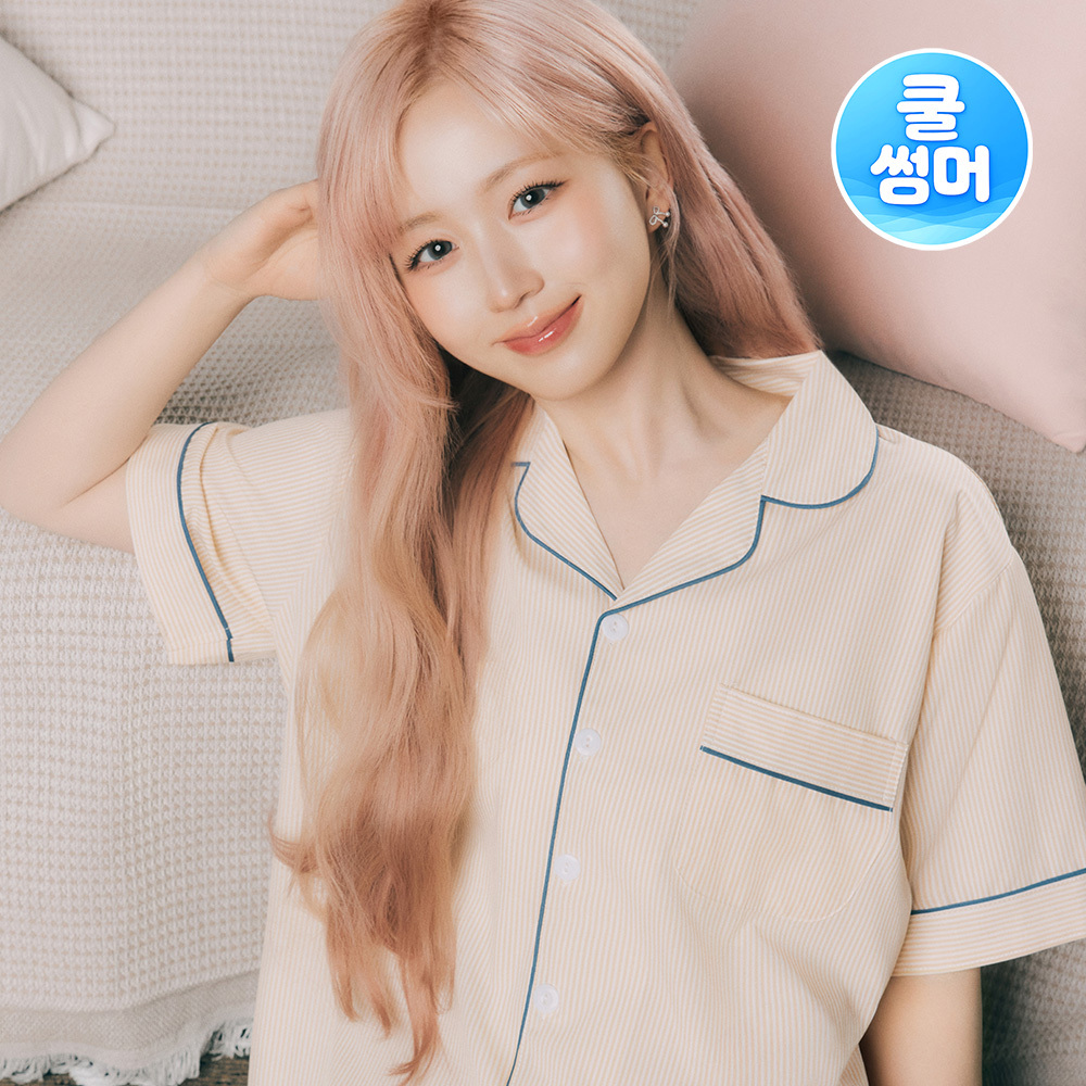 [쿨썸머] 해원 PICK 도씨 실크핏 클린 반팔 커플 잠옷 세트