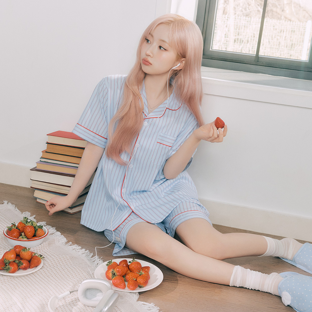[해원 PICK] 도씨 실크핏 클로에 반팔 커플 잠옷 세트