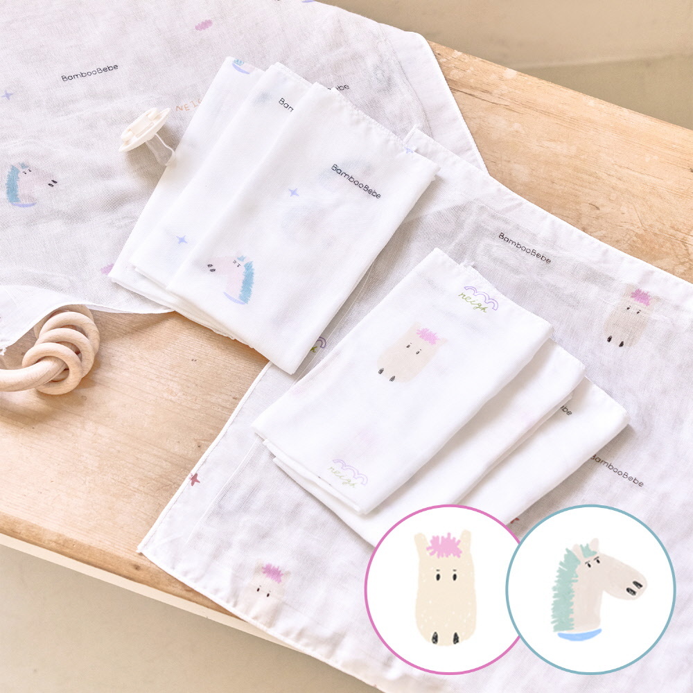 밤부베베 시그니처 거즈손수건 행복한 말랑이 6장