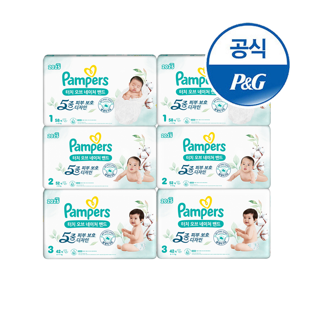 팸퍼스 터치오브네이처 밴드 기저귀 1~3단계 2박스