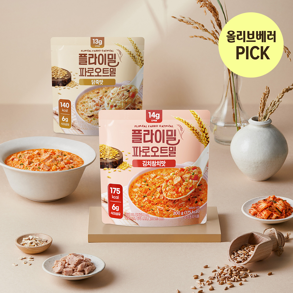 [베러PICK] 플라이밀 파로 오트밀 200g (닭죽맛/김치참치맛)