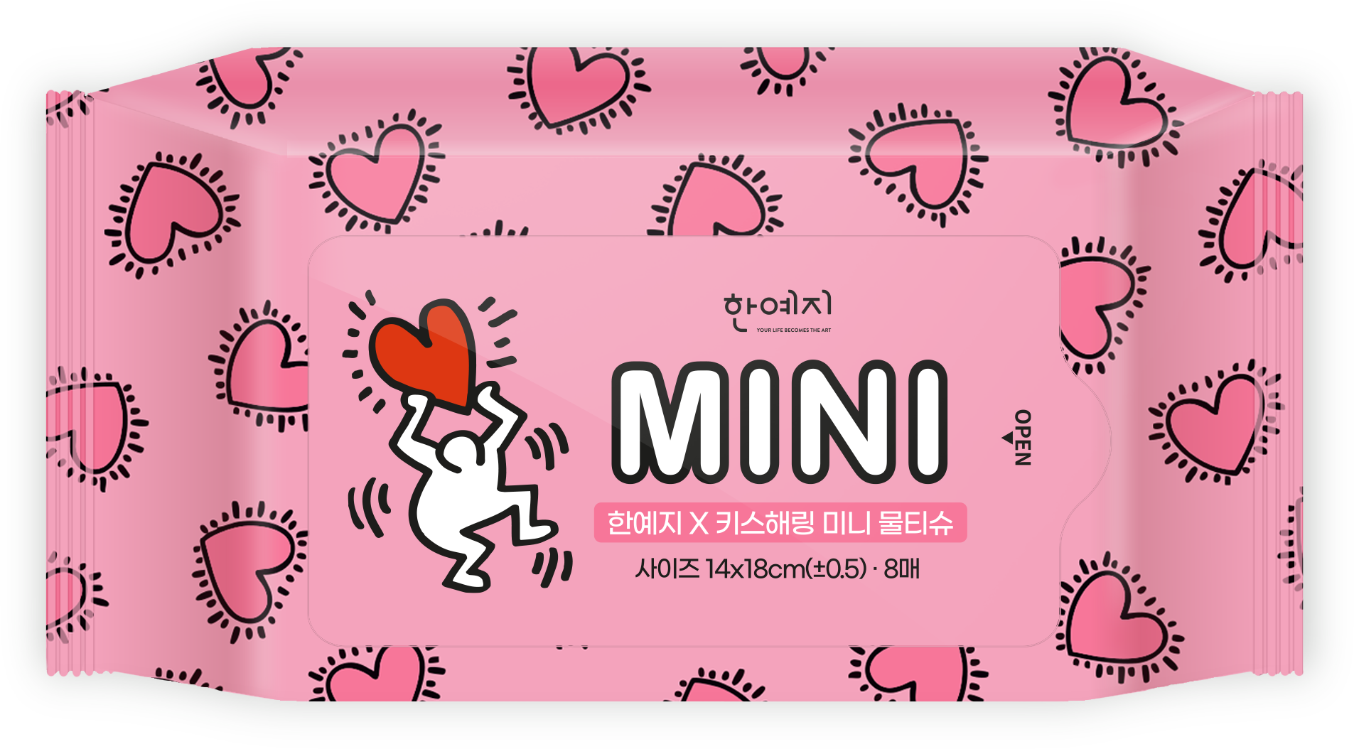 한예지 키스해링 미니 포켓 물티슈 (8매입 / 8매입*8팩)