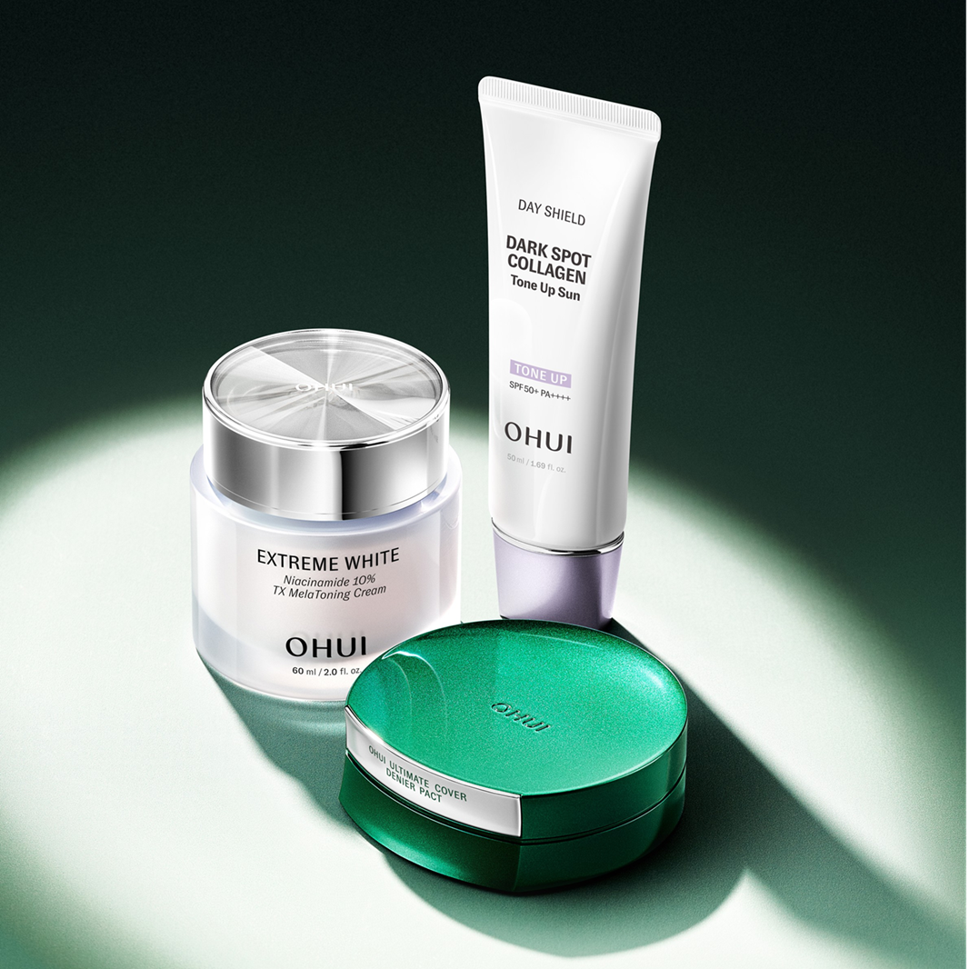 오휘 기미케어 3-STEP 콜라겐 톤업선 50ml / 데니어 팩트 리필 기획 / 멜라토닝 크림 60ml