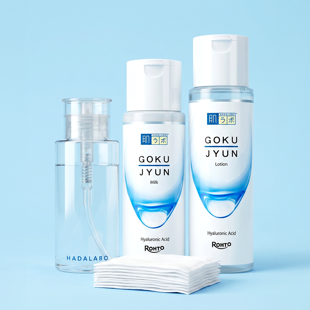 하다라보 고쿠쥰 로션&밀크 세트 (로션 170ml+밀크 140ml+디스펜서+화장솜 20매)