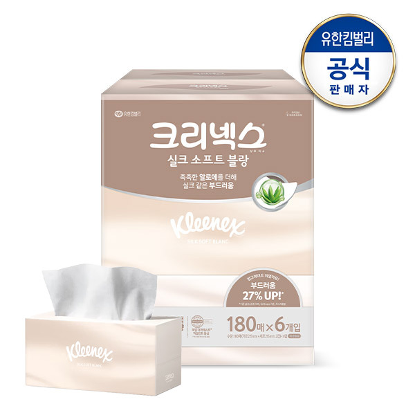 크리넥스 실크소프트 블랑 각티슈 180매X6입