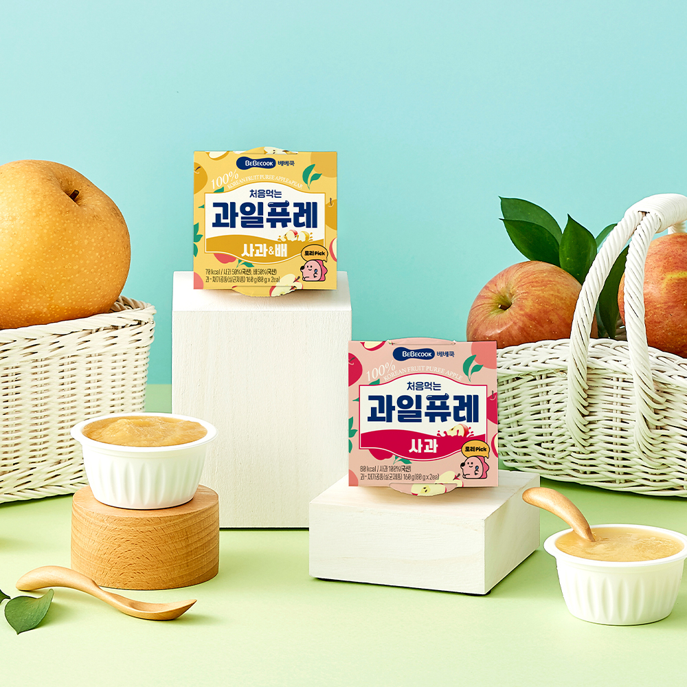 베베쿡 처음먹는 과일퓨레 1박스(80g x 2팩) 2종 택1
