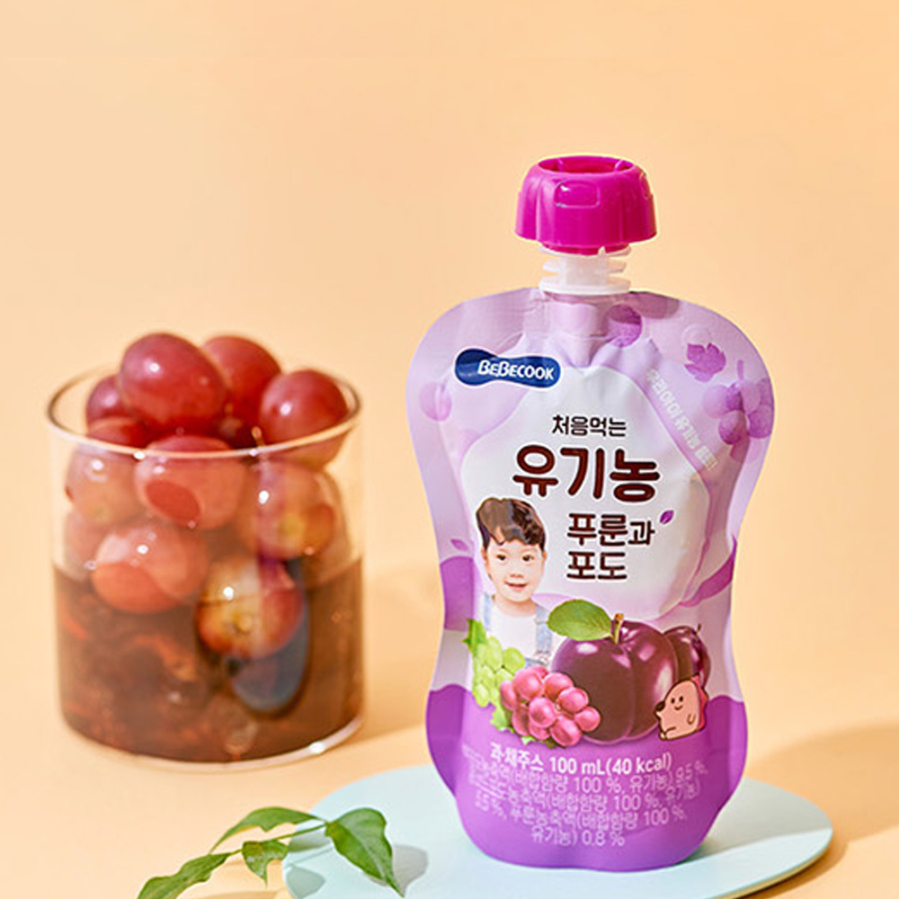 베베쿡 처음먹는 유기농 푸룬과 포도 2박스 (100ml x 20팩)
