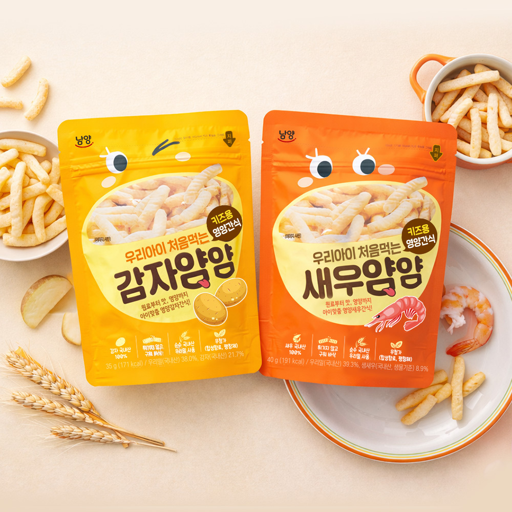 남양 우리아이 처음먹는 얌얌 아기과자 35g 4개입 택1(새우/감자)