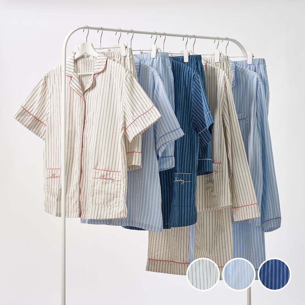 [모던하우스] 위캔드 코튼 스트라이프 반팔/긴팔 파자마 세트 3size 3color
