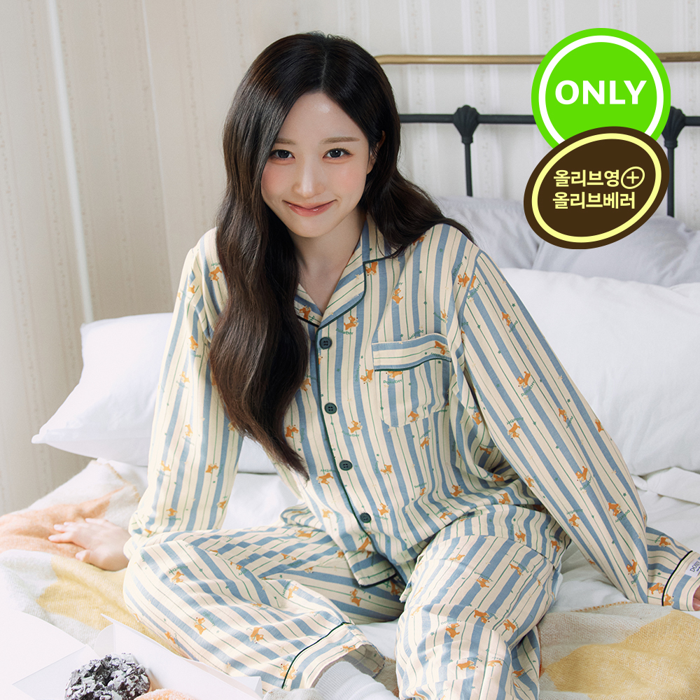 [엔믹스 PICK] 도씨 코튼라이크 베러 도로시 긴팔 잠옷 세트
