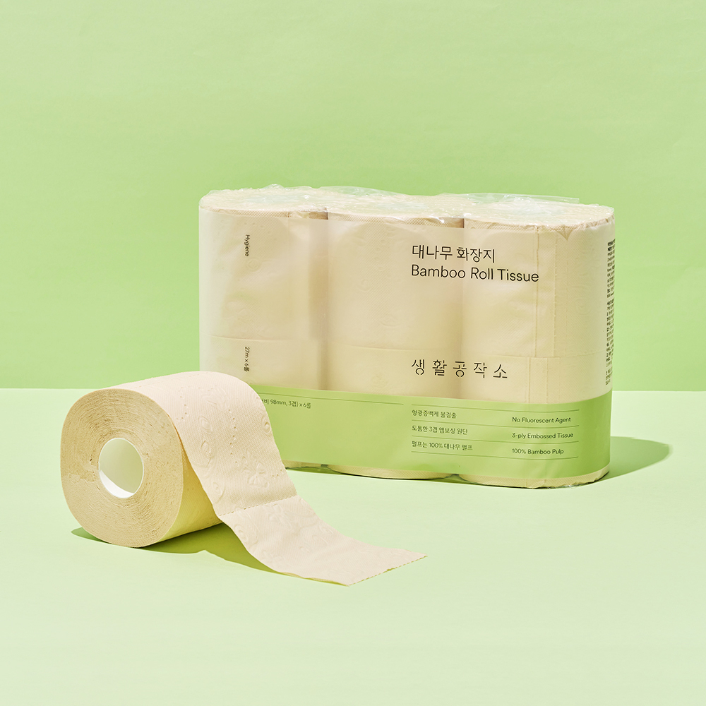 생활공작소 대나무 두루마리 화장지 27m x 6롤