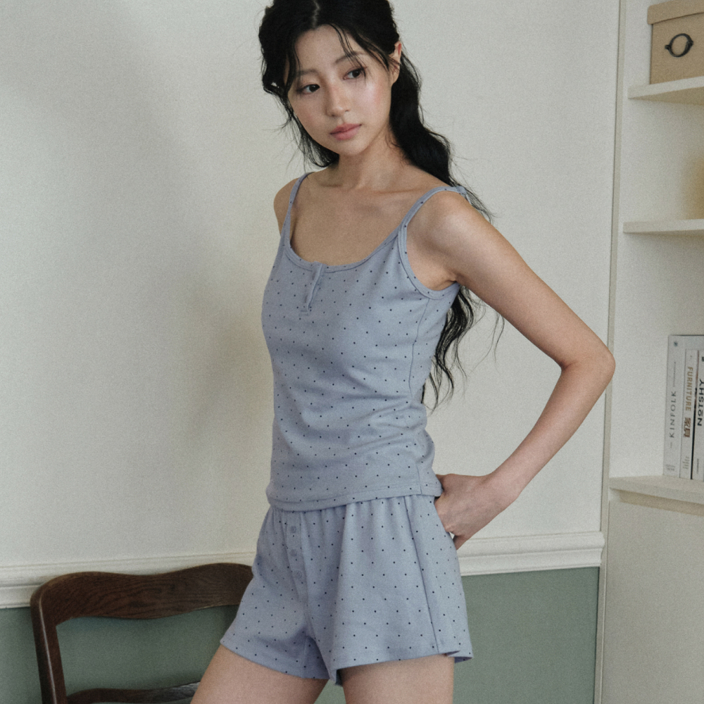 엣프터 올 프리 도트 파자마 SET (애쉬 블루/멜란지)