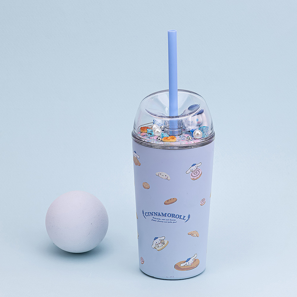 릴팡 산리오 피사 이중스텐 빨대돔텀블러 520ml (시나모롤)