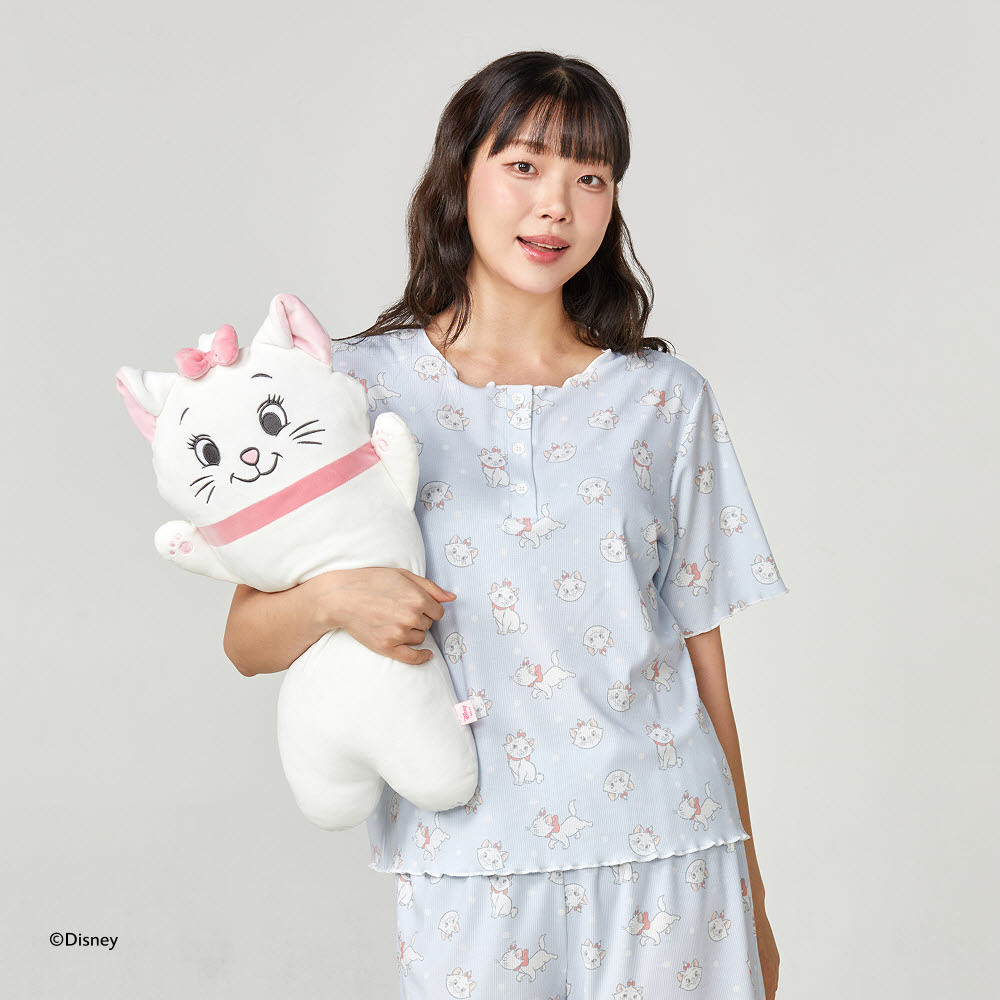 [버터샵] 트윙클 마리 골지 반팔 파자마 상하세트 FREE 여성 블루