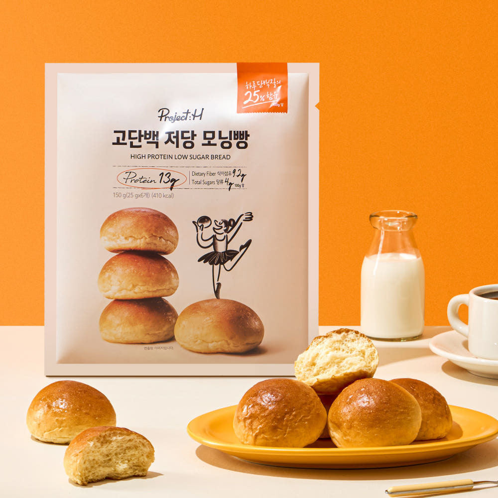 프로젝트H 고단백 저당 모닝빵 25g 6입 2봉
