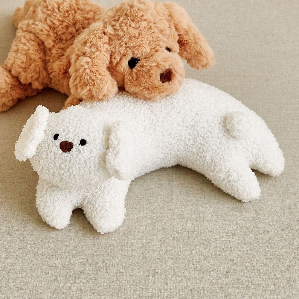 [모던하우스] 펫본 뽀글이강아지 딸랑이 펫필로우 화이트