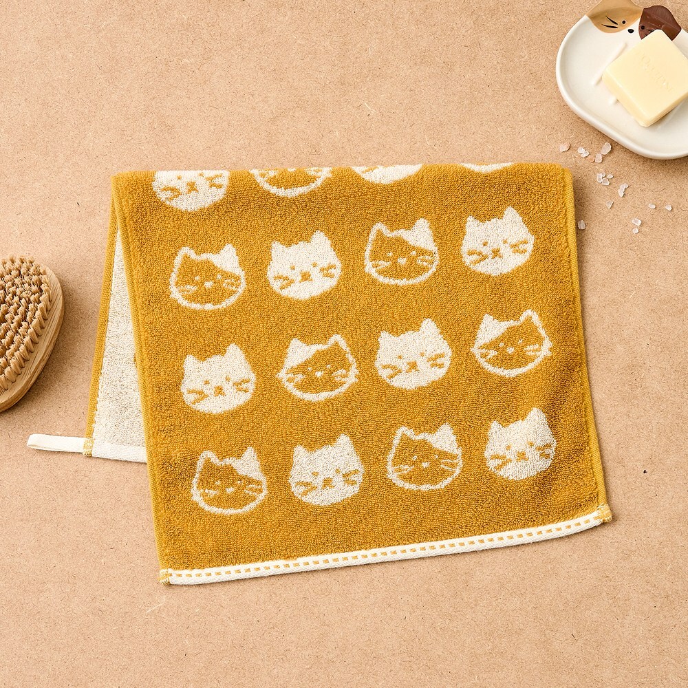 [모던하우스] 린넨 뚱냥이 롱 핸드타월 머스타드 30x50cm