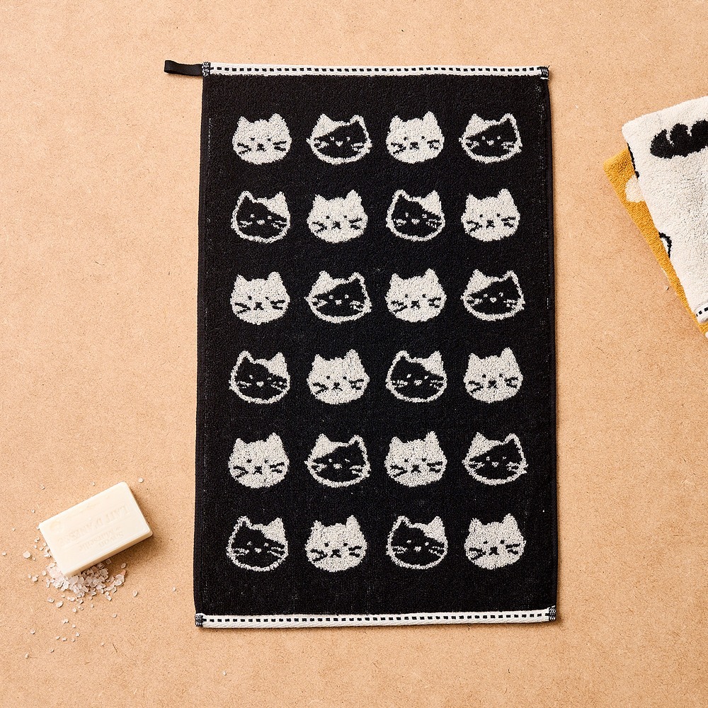 [모던하우스] 린넨 뚱냥이 롱 핸드타월 블랙 30x50cm