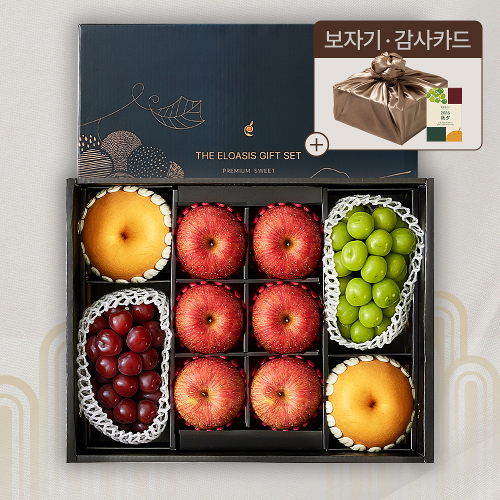 [엘로아시스][추석선물] 프리미엄 네이비 에디션, 사과&배&포도2종 선물세트 4.6kg내외(특품/10입)