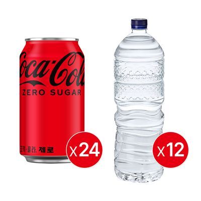 코카콜라 제로 350ml 24CAN + 강원평창수 무라벨 2.0PET 12입 _ 분리배송상품