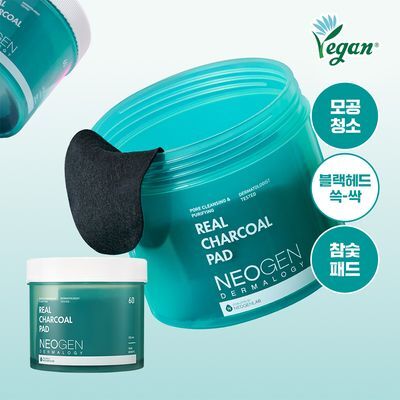 [모공청소/피지&각질&블랙헤드 쓱-싹] 네오젠 리얼 참숯 토너 패드 60매