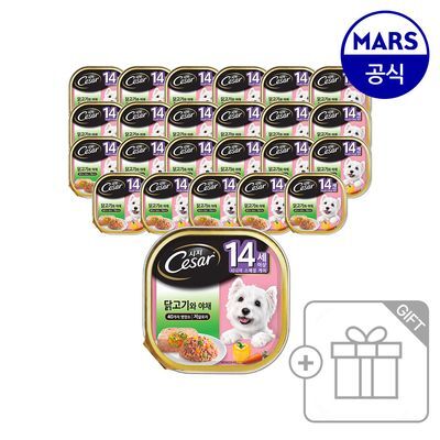 시저 강아지 사료 캔 14세+닭고기와야채 24캔
