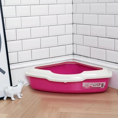 [펫토리아] 한큐뚝딱 고양이 화장실 코너평판형CT-03 핑크