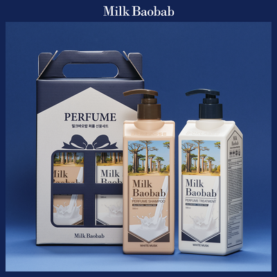 [기획세트] 밀크바오밥 퍼퓸 헤어 화이트머스크 선물세트 (샴푸500ml+트리트먼트500ml)