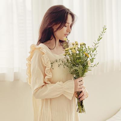 RYMD 힐링잠옷 스퀘어넥 프릴장식 옐로우 원피스 홈웨어