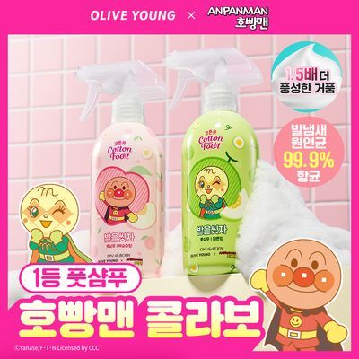 [호빵맨 콜라보] 온더바디 발을씻자 코튼 풋샴푸 대용량 510ml 6종 (호빵맨 복숭아/메론 2종, 일반 4종)