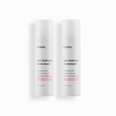 쿤달 에어리퍼퓸 데오드란트 스프레이 베이비파우더 150ml*2개 기획세트
