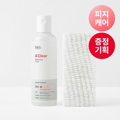 [트러블/피지케어/화장솜 증정] 닥터지 에이클리어 밸런싱 토너 200ml 증정 기획 (+화장솜 70매)
