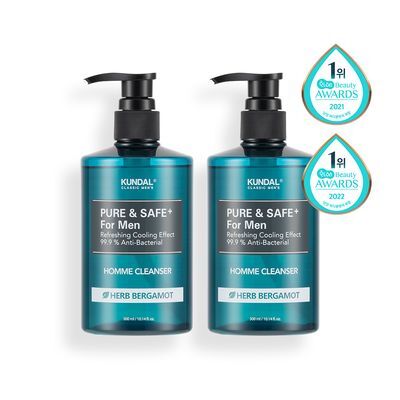 [화해 2년연속 1위] 쿤달 퓨어 앤 세이프 쿨링 남성청결제 300ml 2구 세트