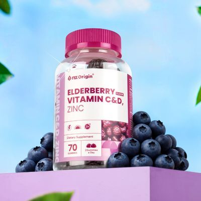 엔젯오리진 엘더베리 플레이버 비타민 C&D, 아연 3,000mg 70구미 (35일분)