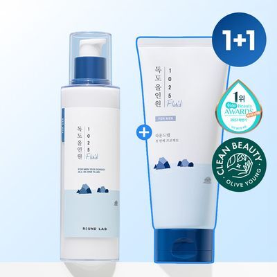 [민감피부/저자극] 라운드랩 포 맨 1025 독도 올인원 플루이드 200ml+200ml
